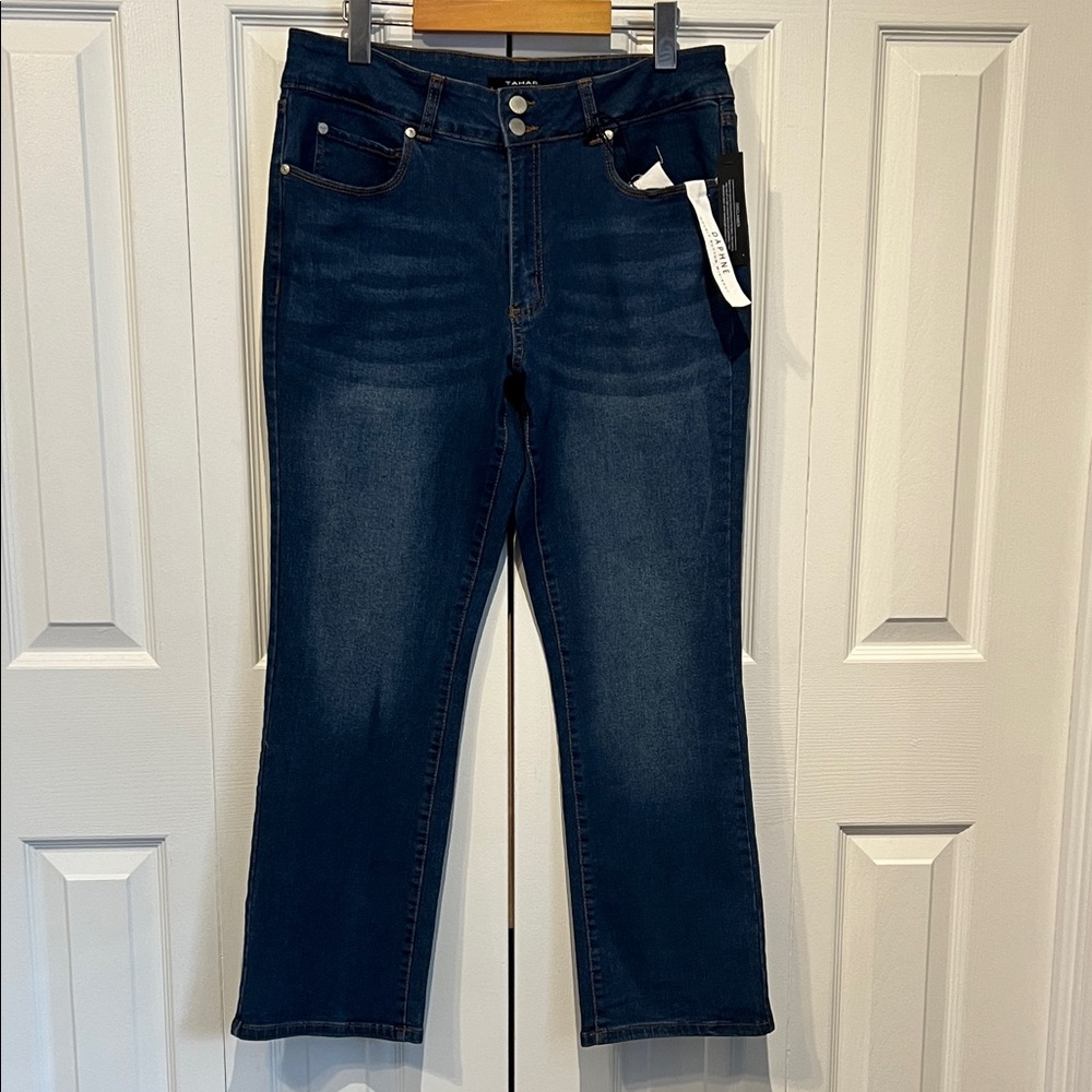 Tahari Daphne Double Button Mini‎ Bootcut Jeans Size 16 NWT